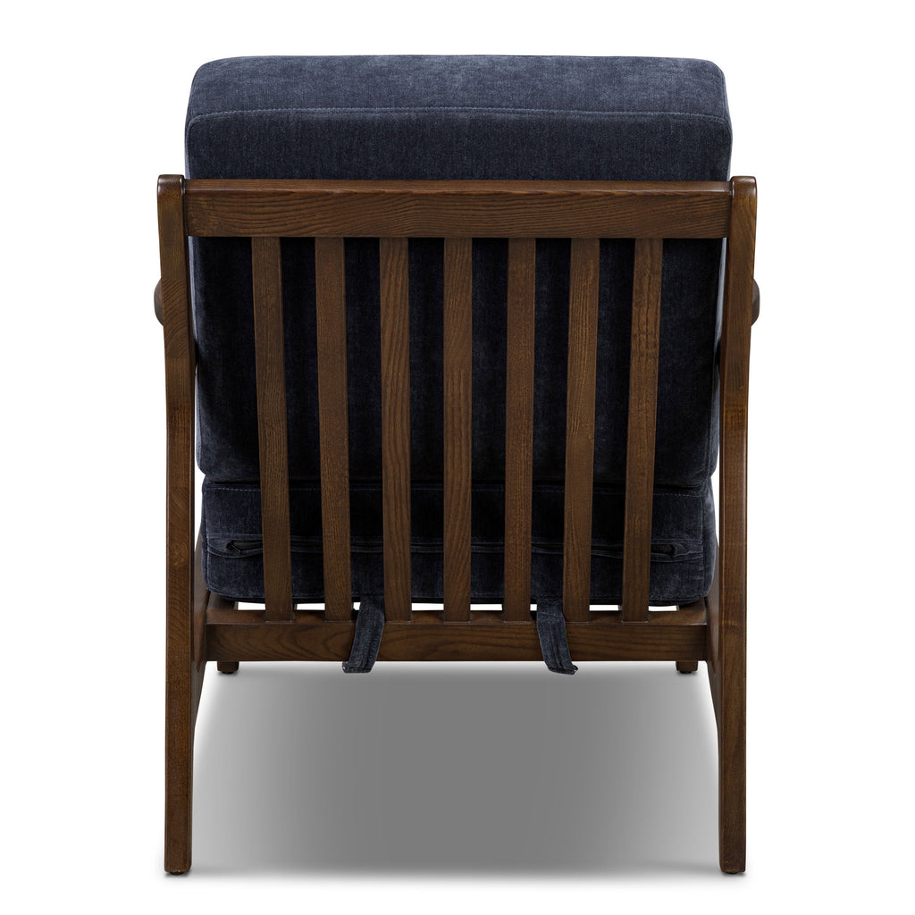 Modern Mystic Blue Lounge Chair with Kiln-Dried Wood Frame