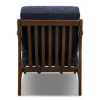 Fauteuil de salon bleu moderne Mystique avec cadre en bois séché au four