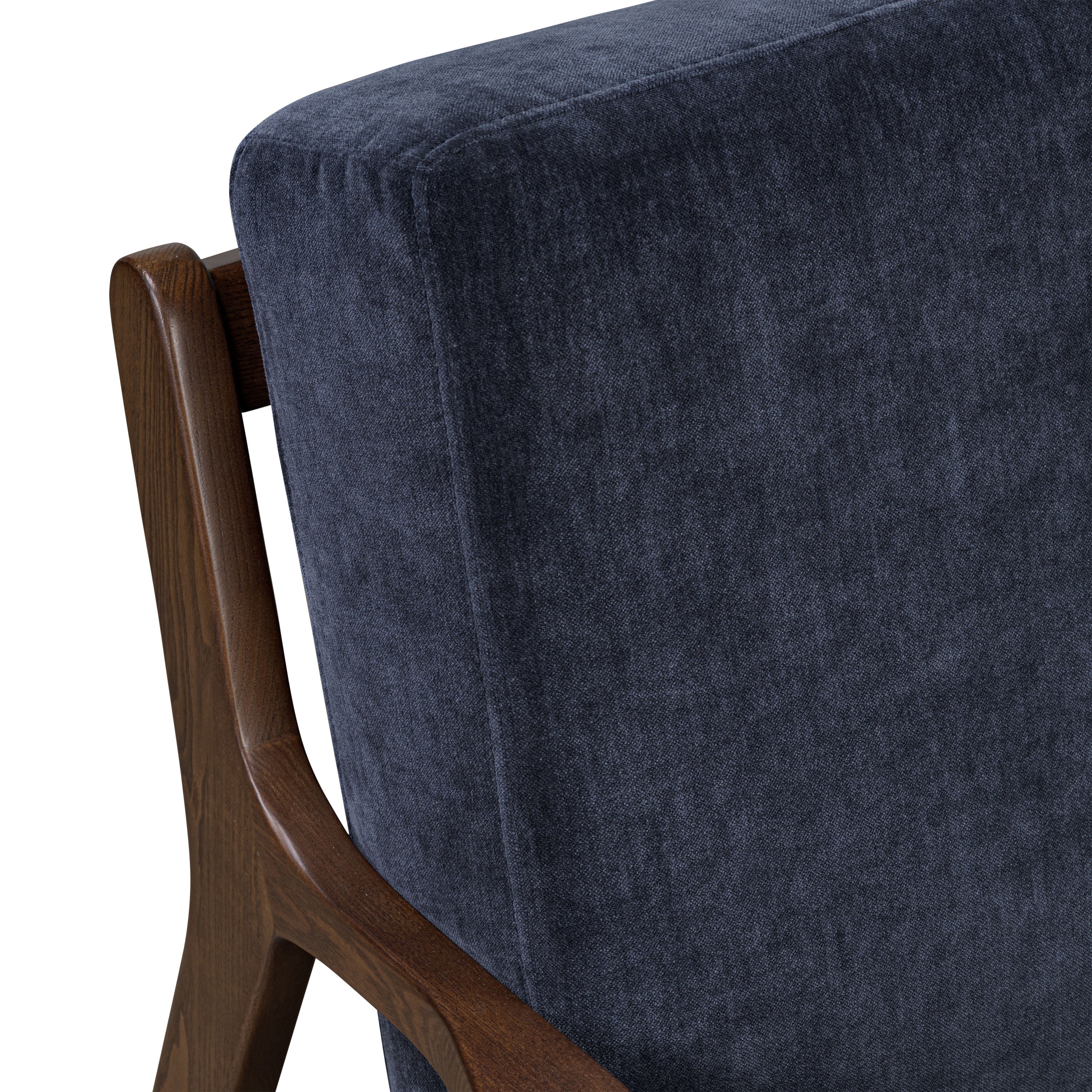 Modern Mystic Blue Lounge Chair with Kiln-Dried Wood Frame