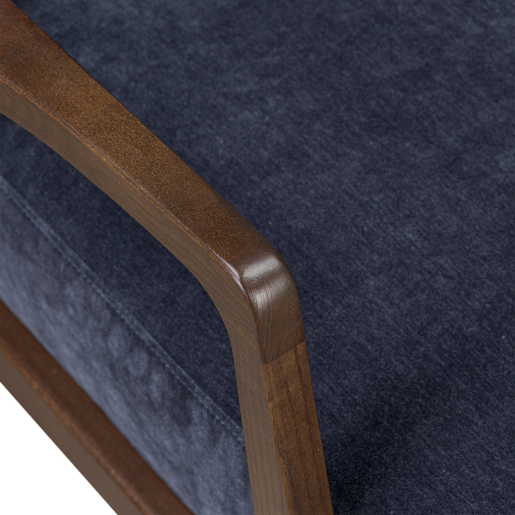 Modern Mystic Blue Lounge Chair with Kiln-Dried Wood Frame