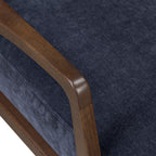 Fauteuil de salon bleu moderne Mystique avec cadre en bois séché au four