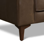 Fauteuil en cuir marron cacao moderne avec dossier capitonné