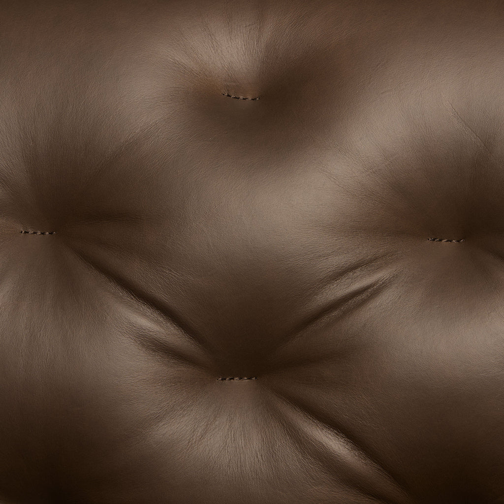Modern Cocoa Brown Leather Lounge Chair with Tufted Back