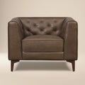 Modern Cocoa Brown Leather Lounge Chair with Tufted Back