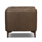 Fauteuil en cuir marron cacao moderne avec dossier capitonné