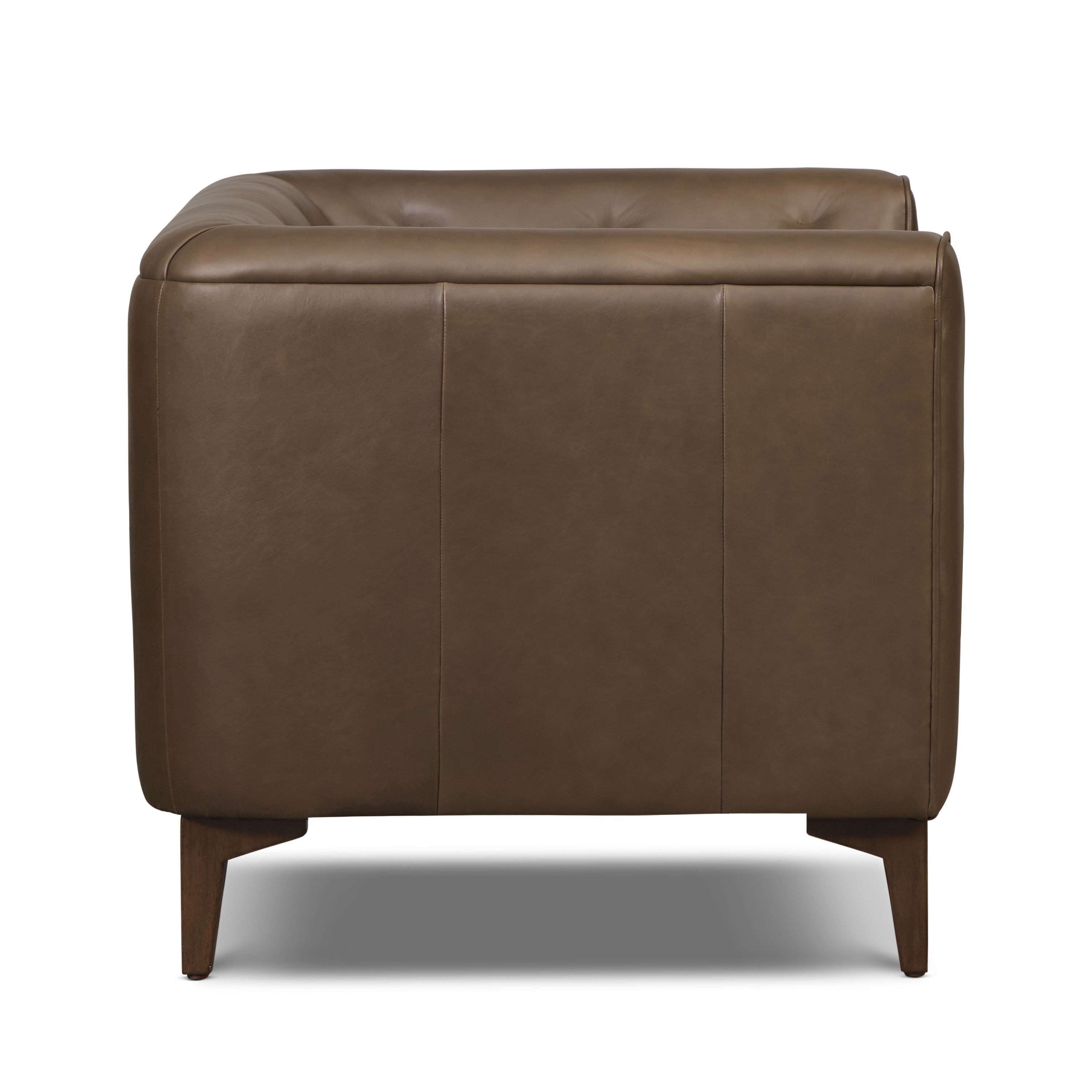 Modern Cocoa Brown Leather Lounge Chair with Tufted Back