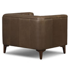 Fauteuil en cuir marron cacao moderne avec dossier capitonné