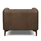 Fauteuil en cuir marron cacao moderne avec dossier capitonné