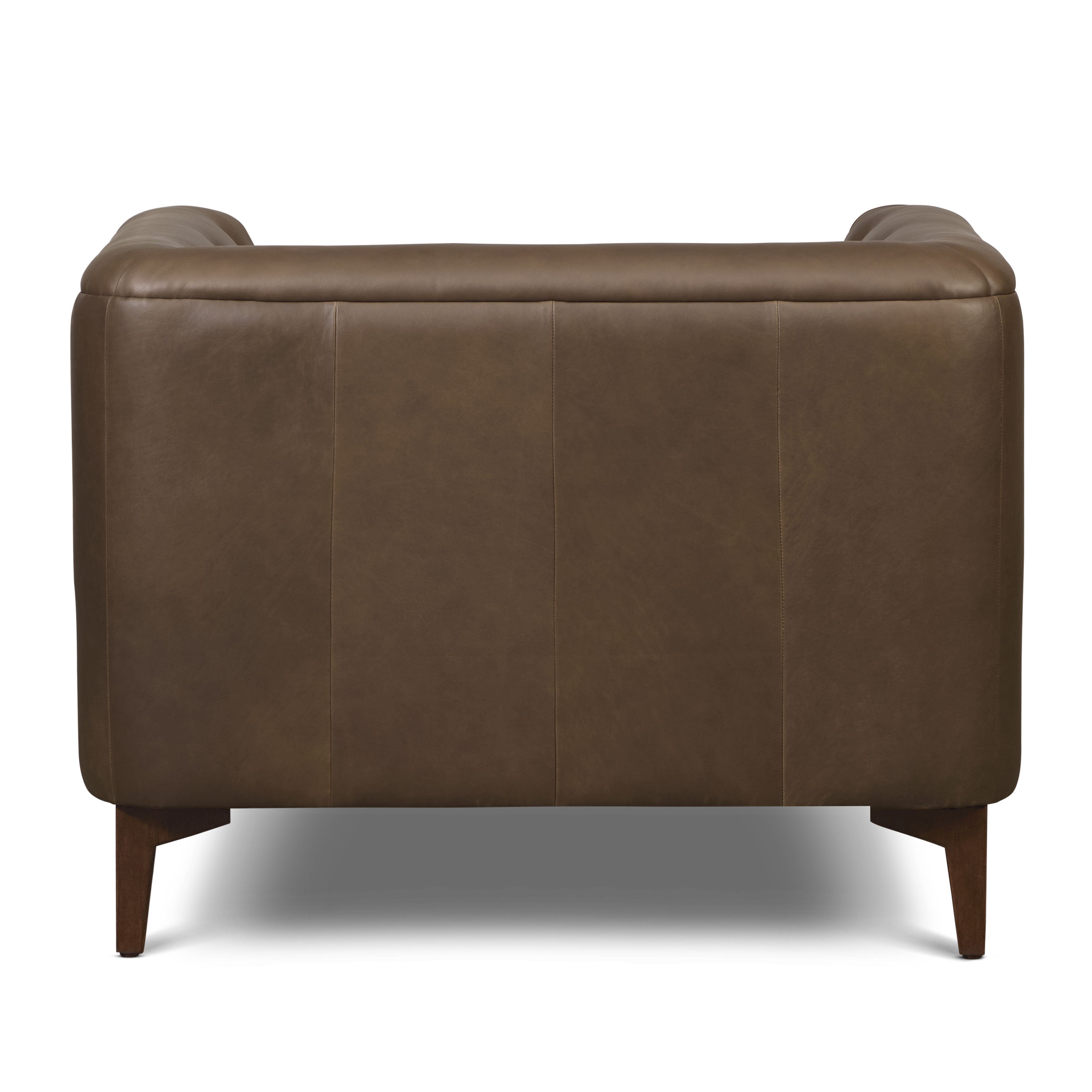 Modern Cocoa Brown Leather Lounge Chair with Tufted Back