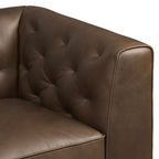 Fauteuil en cuir marron cacao moderne avec dossier capitonné