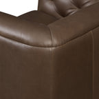 Fauteuil en cuir marron cacao moderne avec dossier capitonné