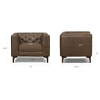 Fauteuil en cuir marron cacao moderne avec dossier capitonné