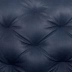 Fauteuil de salon en cuir bleu nuit, style classique moderne avec dossier capitonné