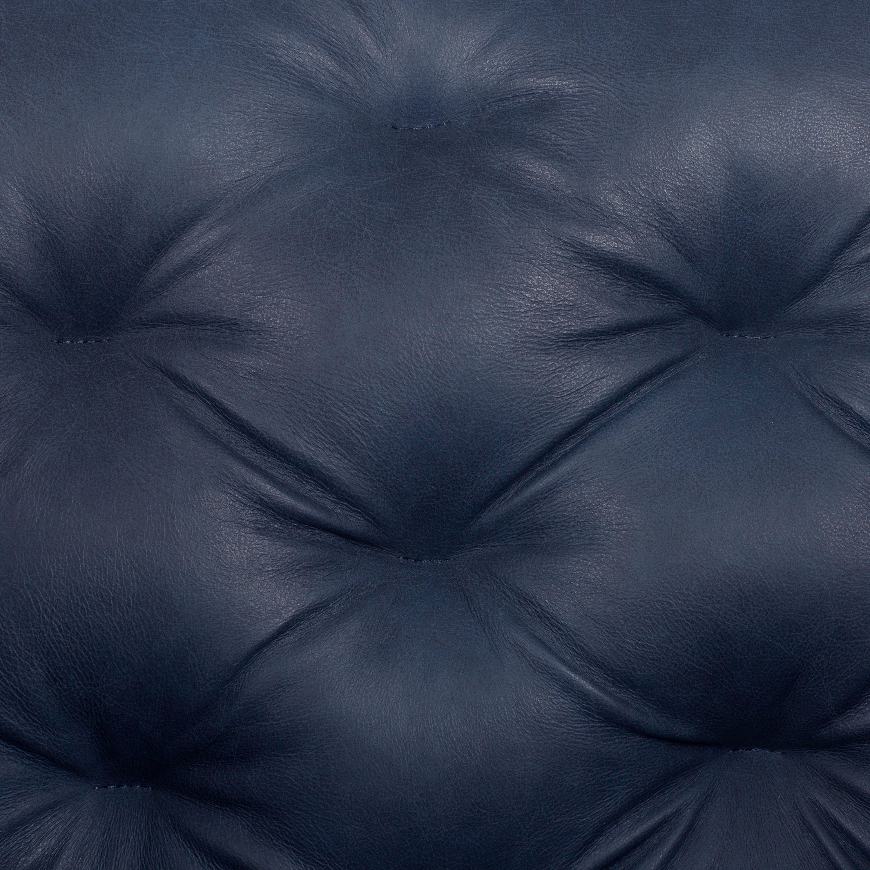 Modern Classic Midnight Blue Leather Lounge Chair with Tufted Back