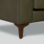 Fauteuil de salon en cuir vert olive Classique moderne avec dossier capitonné