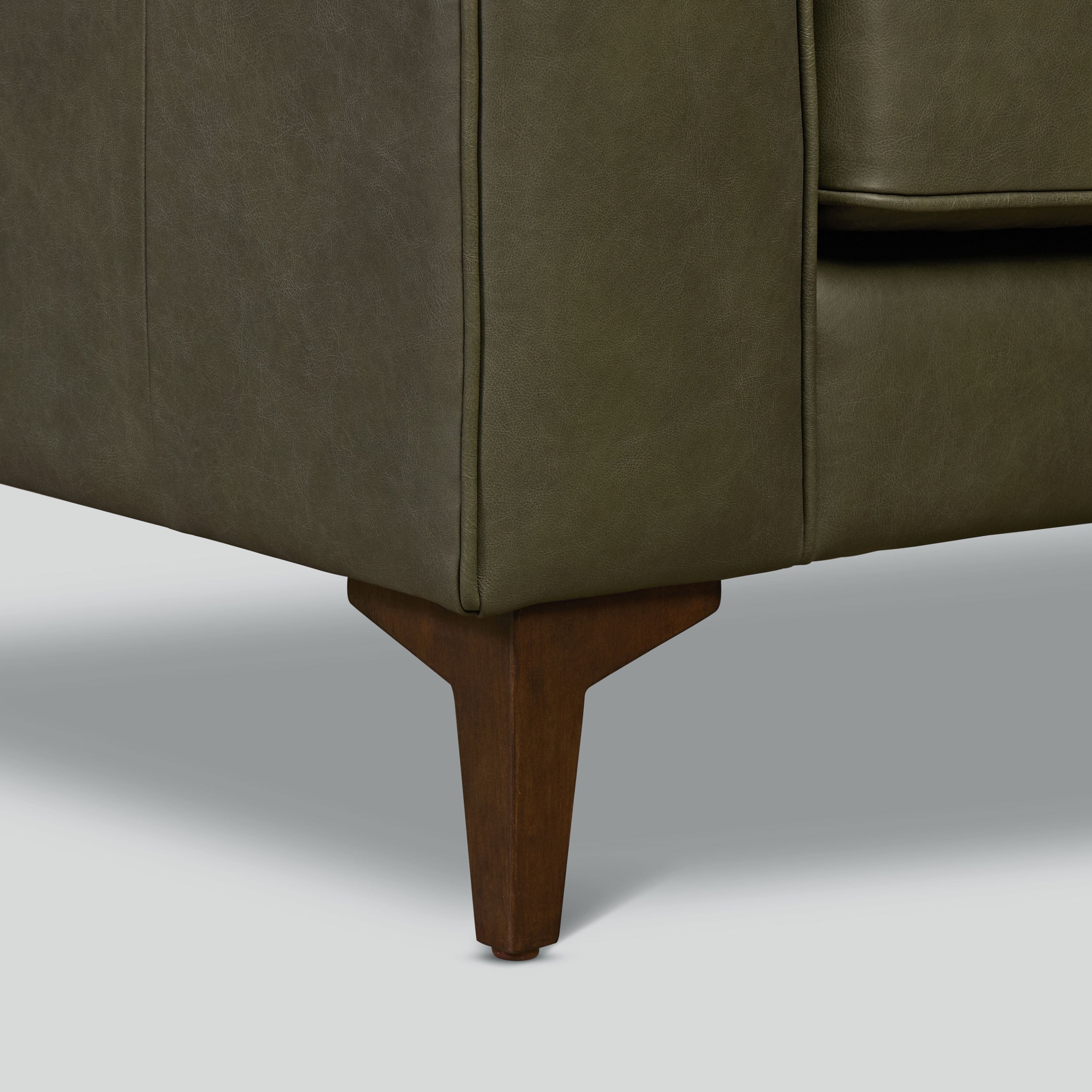 Modern Classic Olivine Green Leather Lounge Chair with Tufted Back