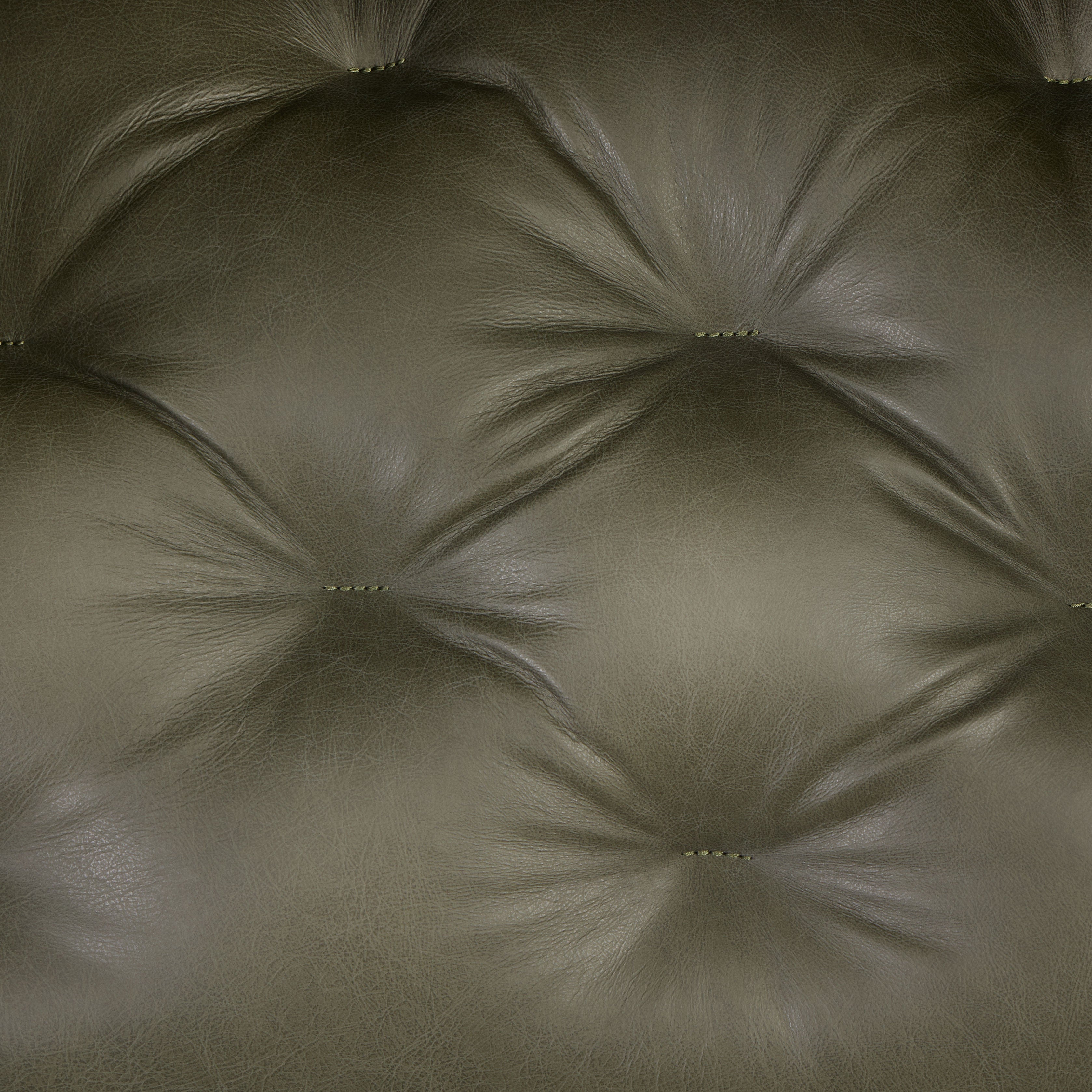 Modern Classic Olivine Green Leather Lounge Chair with Tufted Back