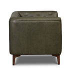 Fauteuil de salon en cuir vert olive Classique moderne avec dossier capitonné