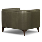 Fauteuil de salon en cuir vert olive Classique moderne avec dossier capitonné