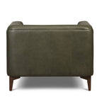 Fauteuil de salon en cuir vert olive Classique moderne avec dossier capitonné
