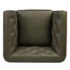 Fauteuil de salon en cuir vert olive Classique moderne avec dossier capitonné