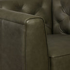 Fauteuil de salon en cuir vert olive Classique moderne avec dossier capitonné
