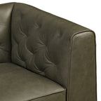 Fauteuil de salon en cuir vert olive Classique moderne avec dossier capitonné