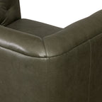 Fauteuil de salon en cuir vert olive Classique moderne avec dossier capitonné
