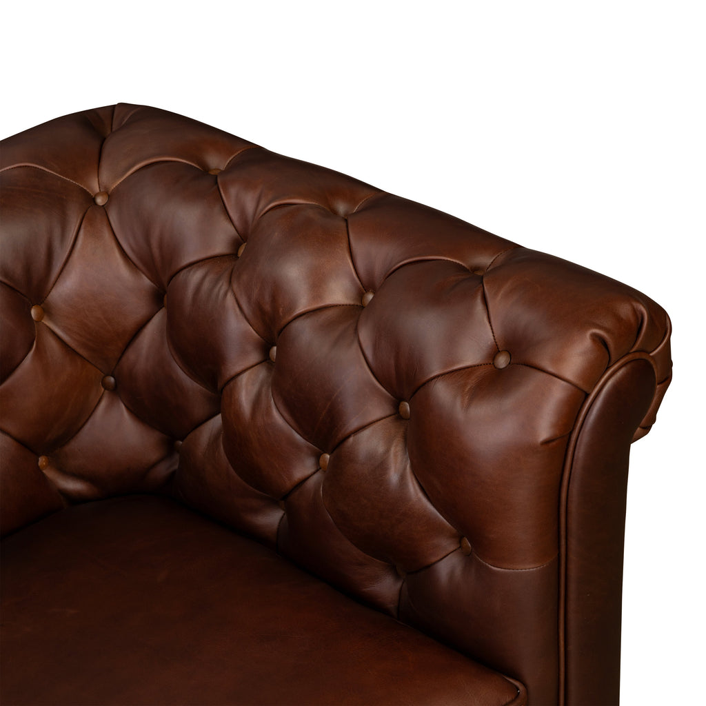 Chesterfield Oscuro Brown Leather Lounge Chair with Button Tufted Back