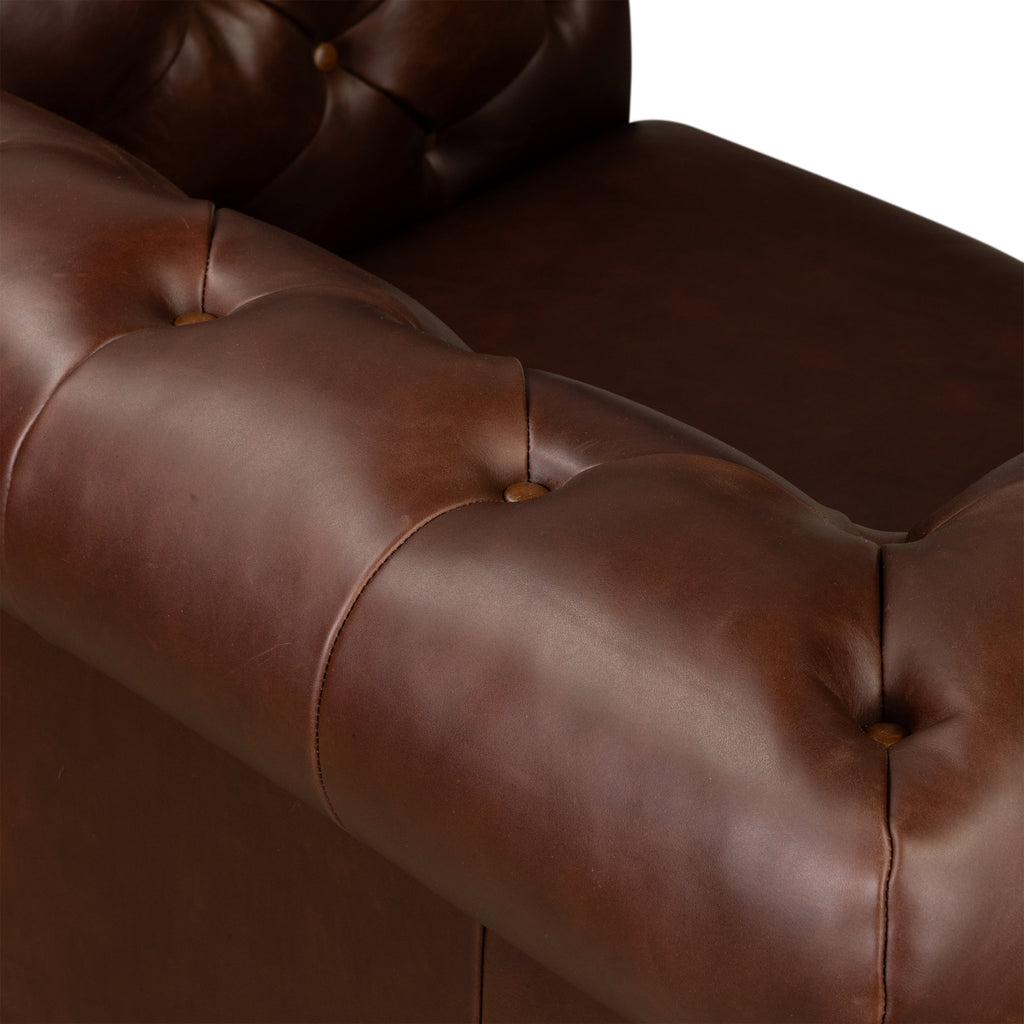 Chesterfield Oscuro Brown Leather Lounge Chair with Button Tufted Back
