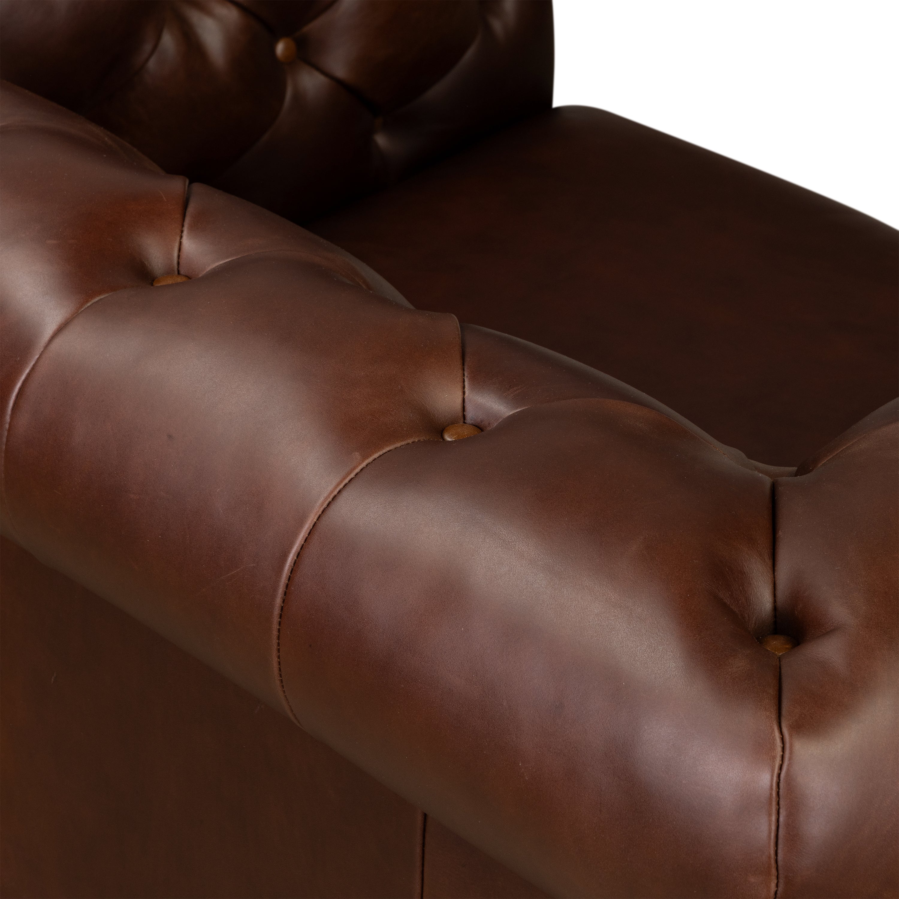 Chesterfield Oscuro Brown Leather Lounge Chair with Button Tufted Back