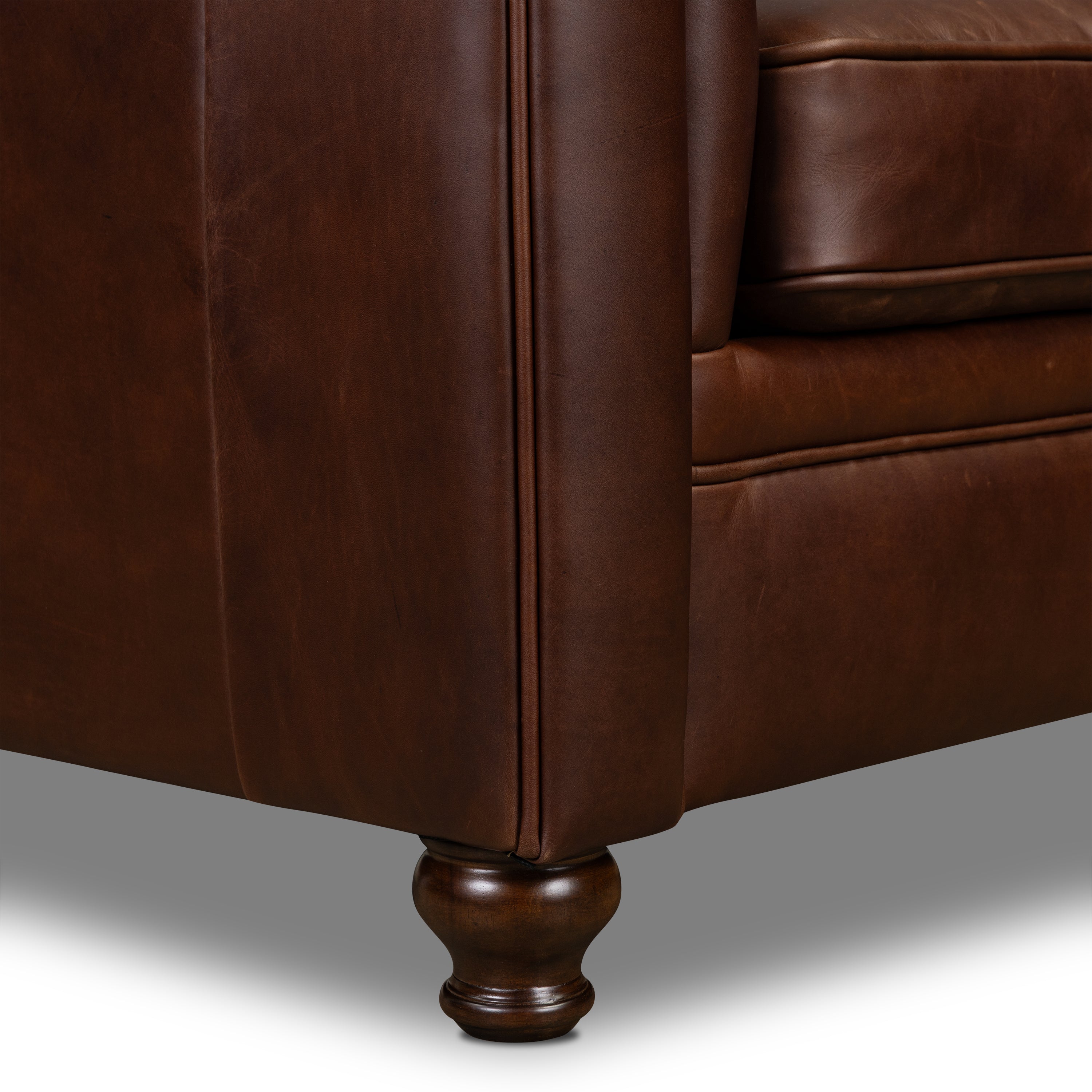 Chesterfield Oscuro Brown Leather Lounge Chair with Button Tufted Back