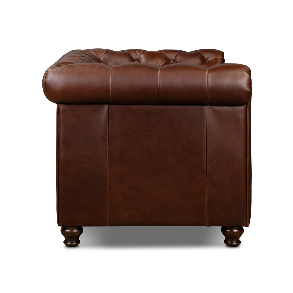 Chesterfield Oscuro Brown Leather Lounge Chair with Button Tufted Back