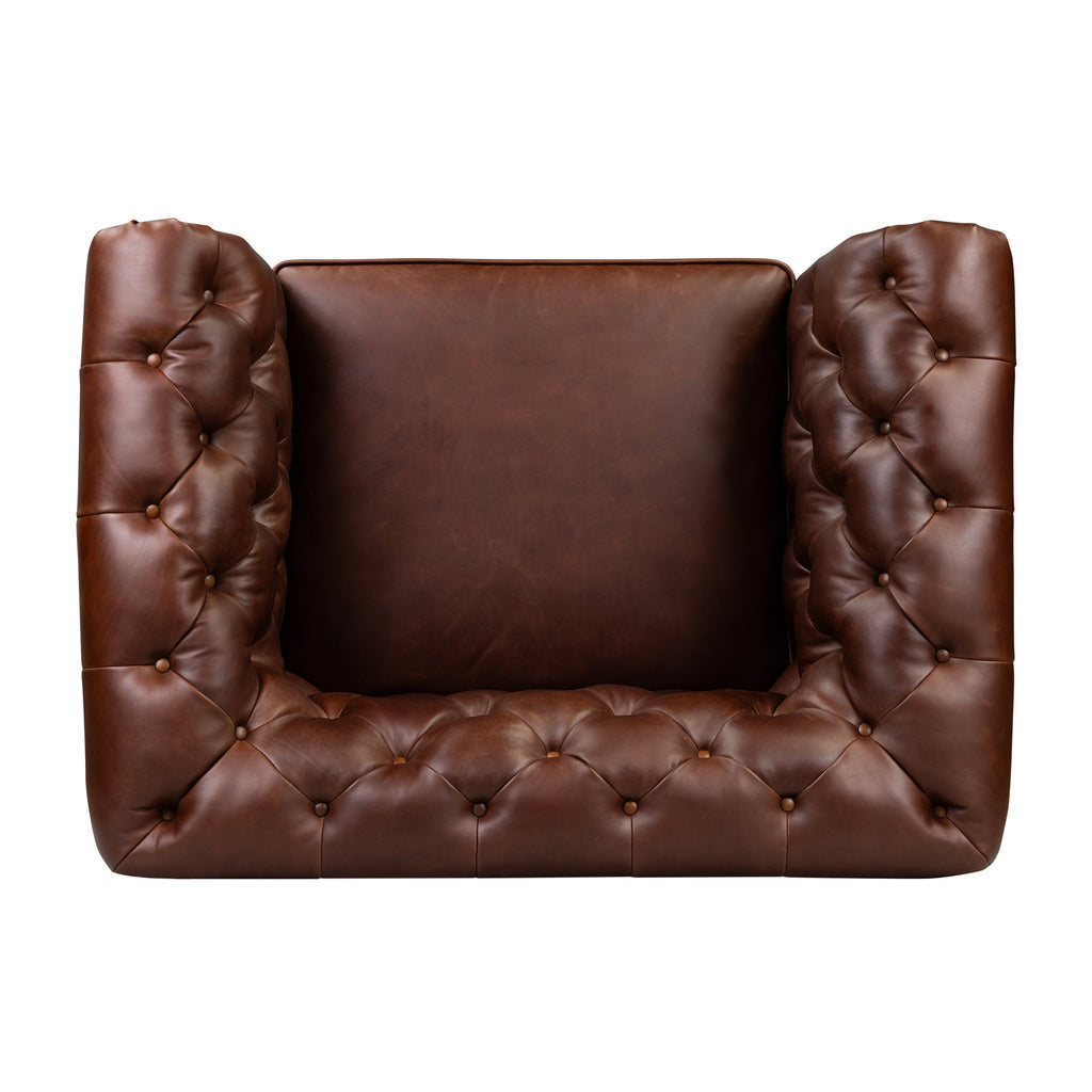 Chesterfield Oscuro Brown Leather Lounge Chair with Button Tufted Back