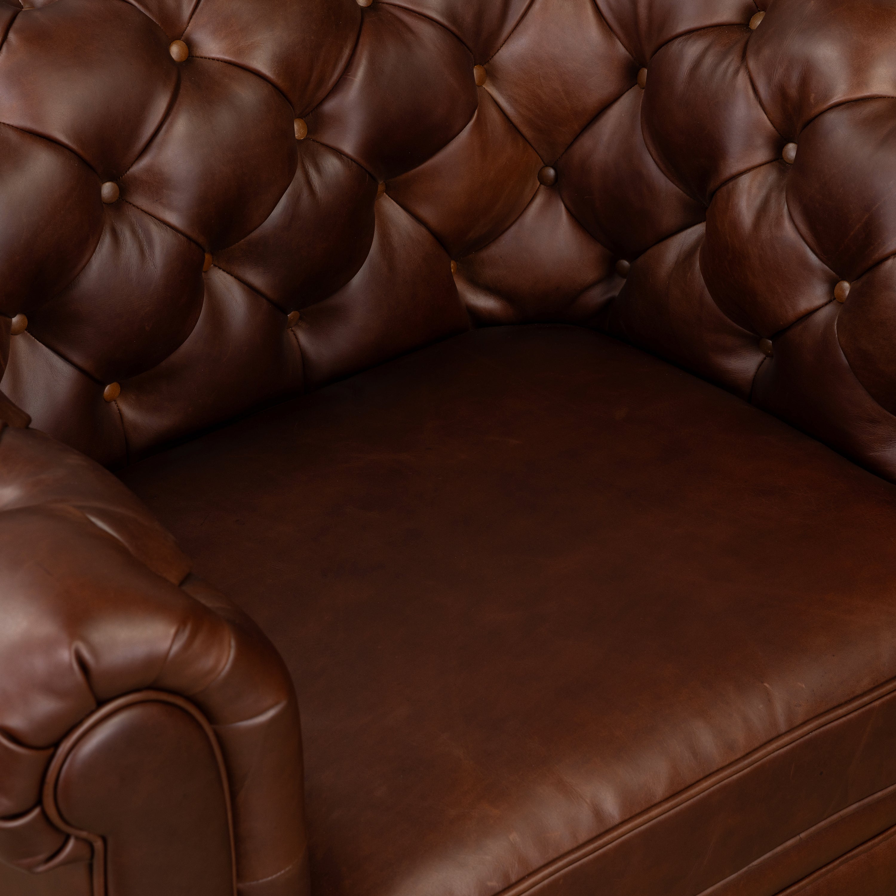 Chesterfield Oscuro Brown Leather Lounge Chair with Button Tufted Back
