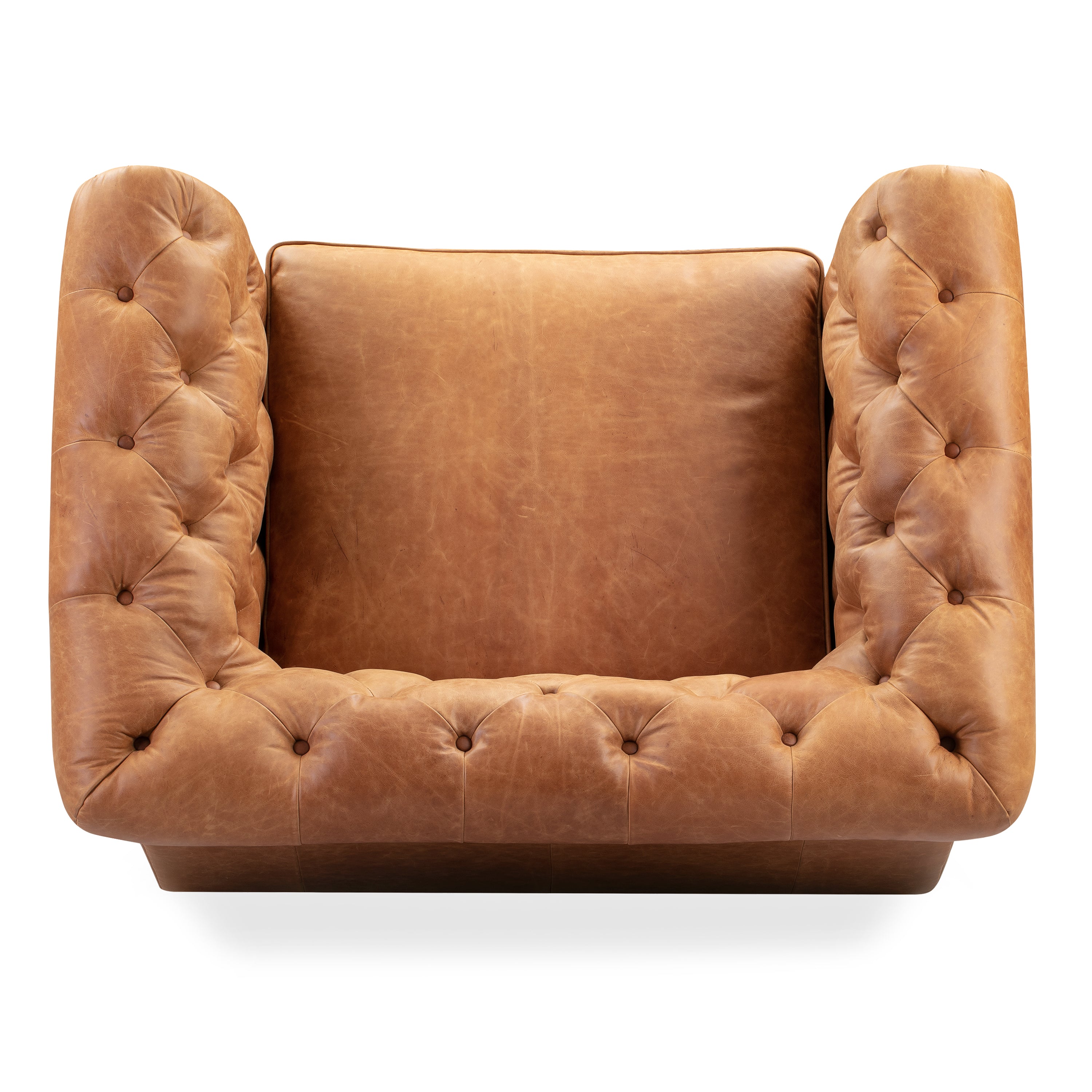 Chesterfield Cognac Tan Leather Lounge Chair with Button Tufted Back