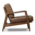 Fauteuil moderne en cuir marron cacao avec cadre en bois séché au four