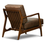 Fauteuil moderne en cuir marron cacao avec cadre en bois séché au four