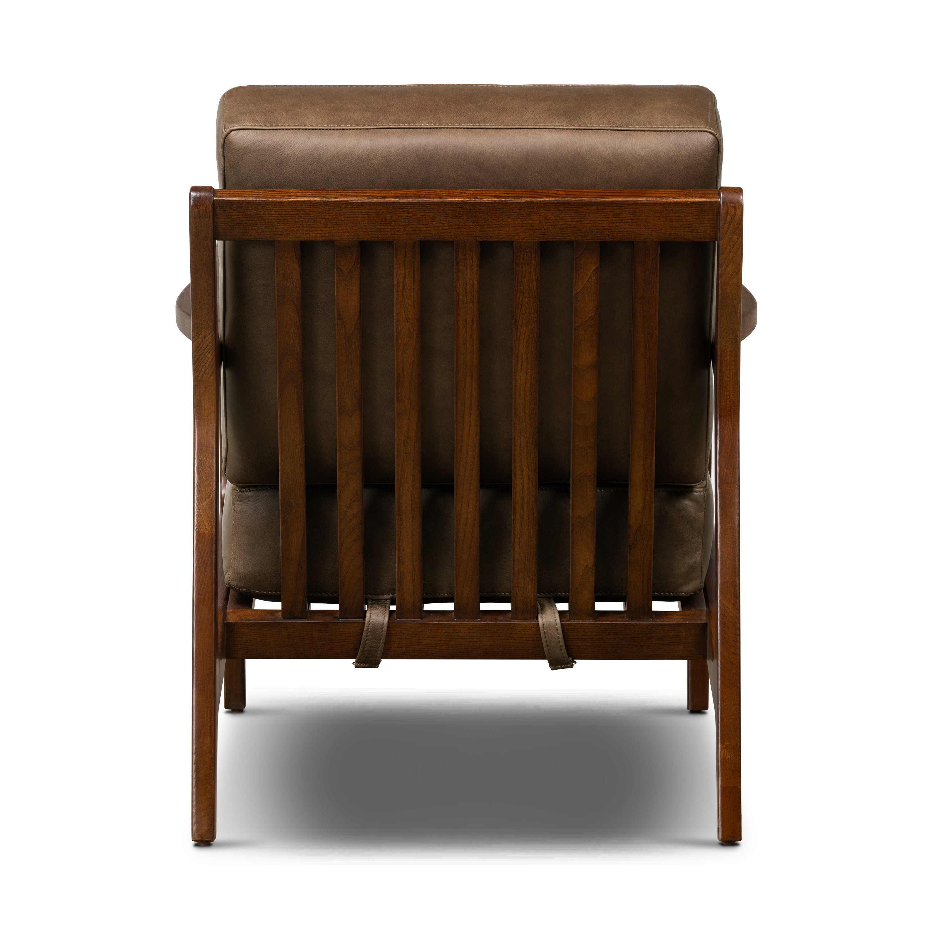 Modern Cocoa Brown Leather Lounge Chair with Kiln-Dried Wood Frame