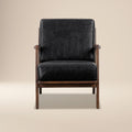 Modern Onyx Black Leather Lounge Chair with Kiln-Dried Wood Frame