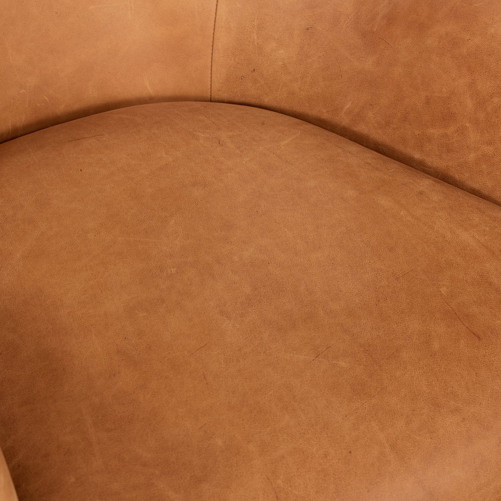 Traditional Cognac Tan Leather Lounge Chair with Kiln-Dried Wood Frame