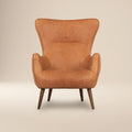 Traditional Cognac Tan Leather Lounge Chair with Kiln-Dried Wood Frame