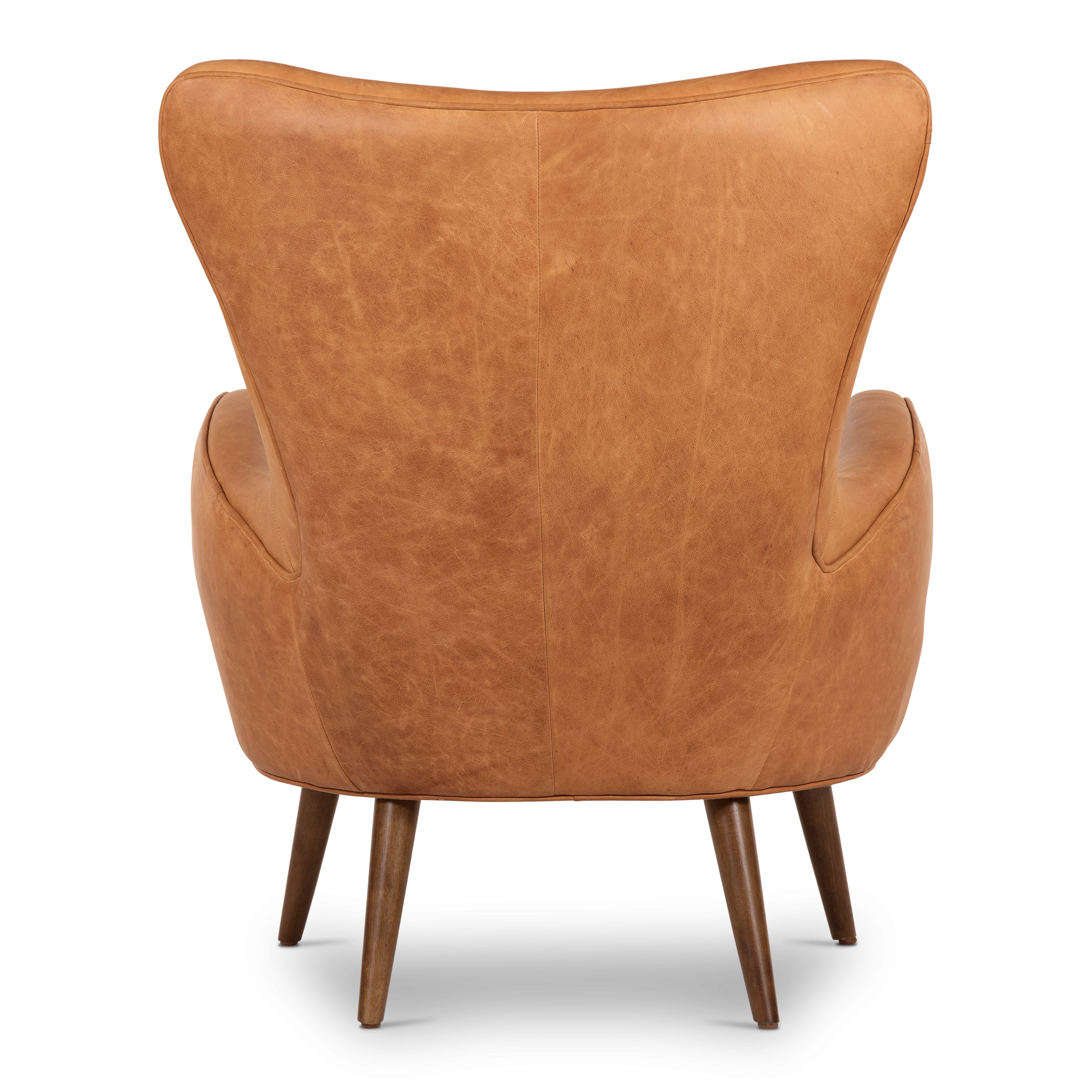 Traditional Cognac Tan Leather Lounge Chair with Kiln-Dried Wood Frame