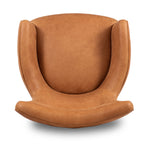 Fauteuil de salon traditionnel en cuir couleur cognac avec un cadre en bois séché au four