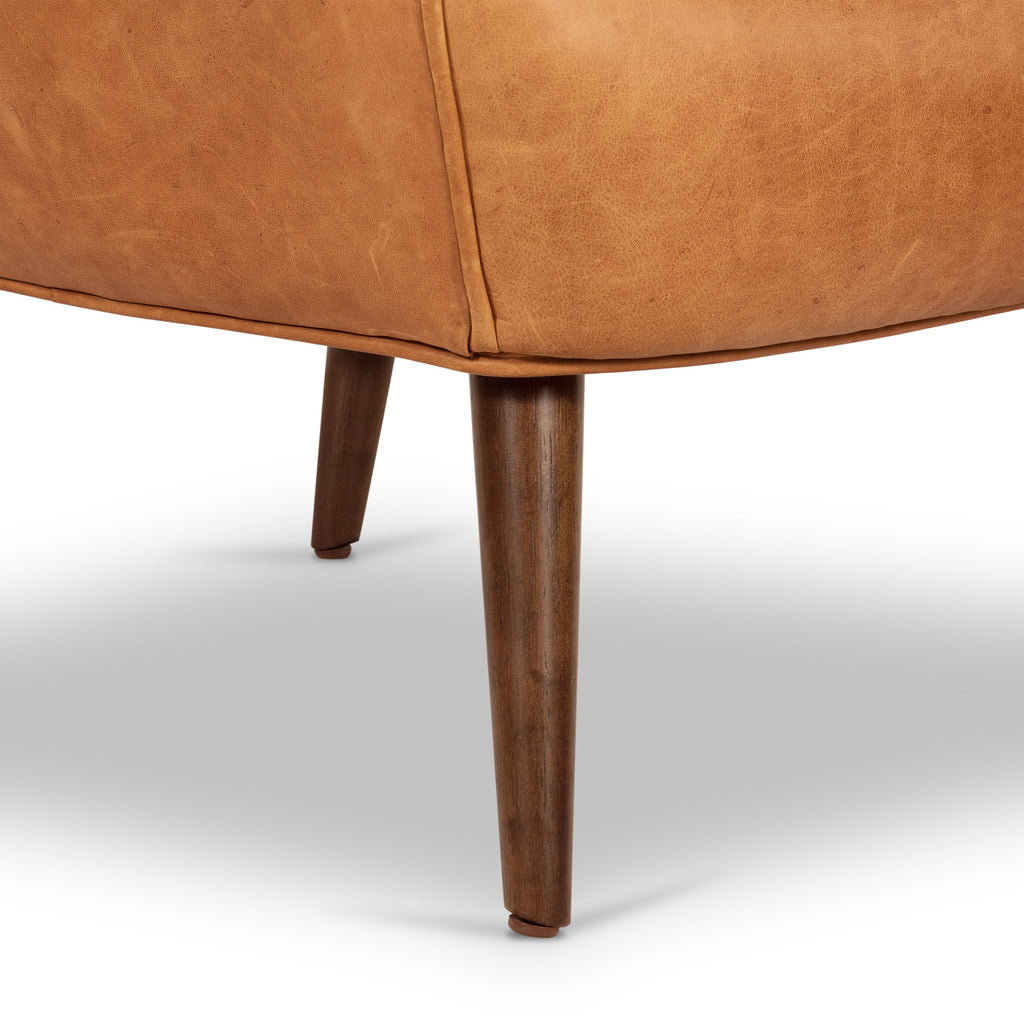 Traditional Cognac Tan Leather Lounge Chair with Kiln-Dried Wood Frame