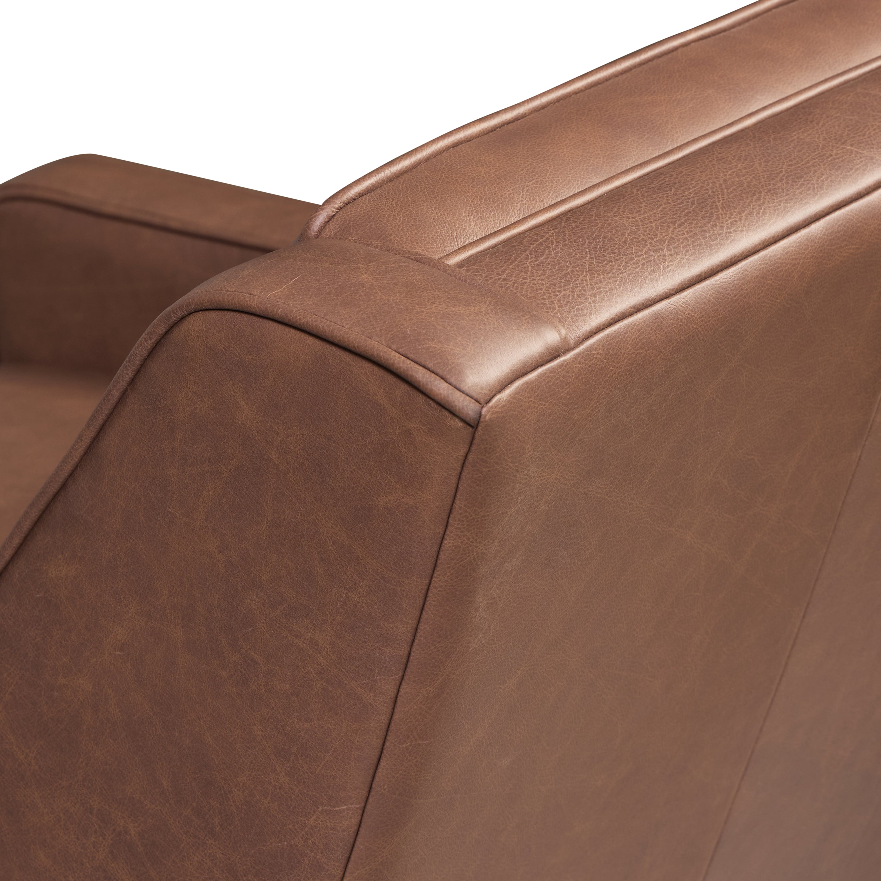 Modern Caramel Brown Leather Lounge Chair with Tufted Back