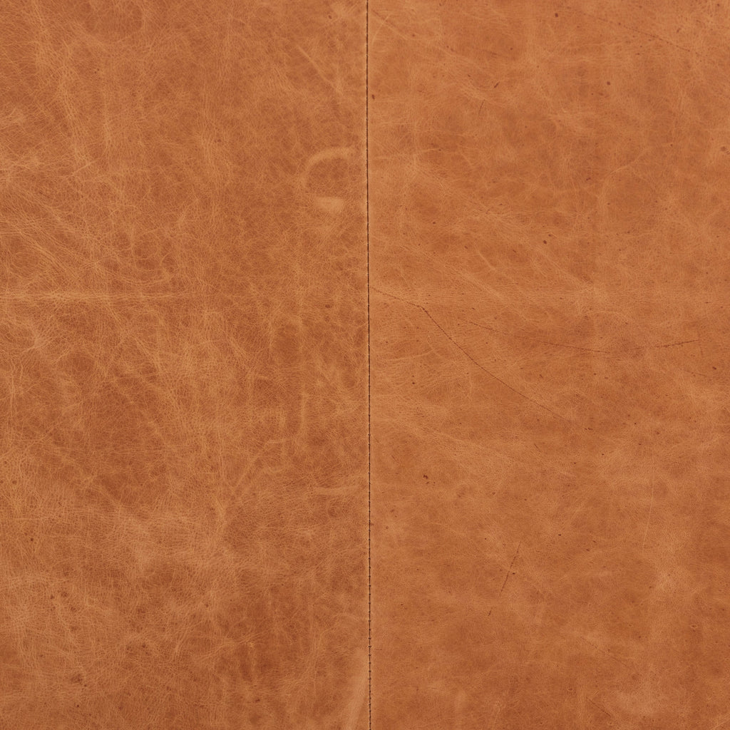 Modern Cognac Tan Leather Lounge Chair with Tufted Back