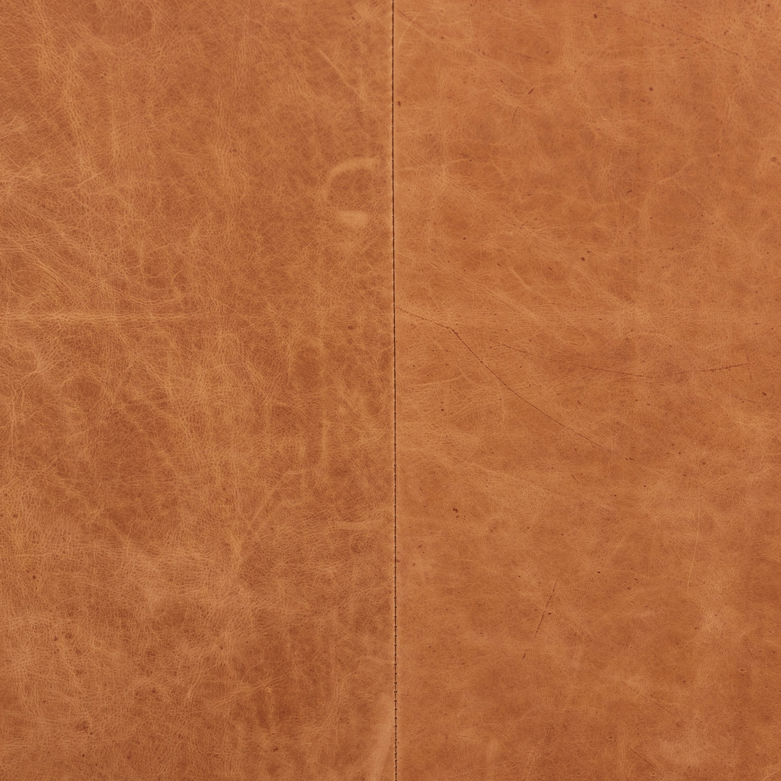 Modern Cognac Tan Leather Lounge Chair with Tufted Back