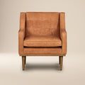 Modern Cognac Tan Leather Lounge Chair with Tufted Back