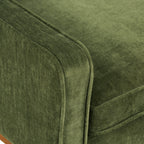 Fauteuil de salon moderne en tissu vert vieilli avec dossier capitonné